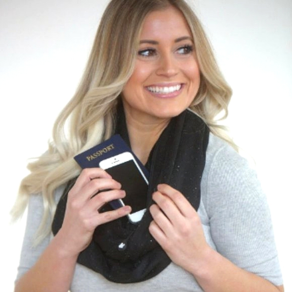 SHOLDIT Infinity Lightweight Scarf with Pocket. Great for Travel